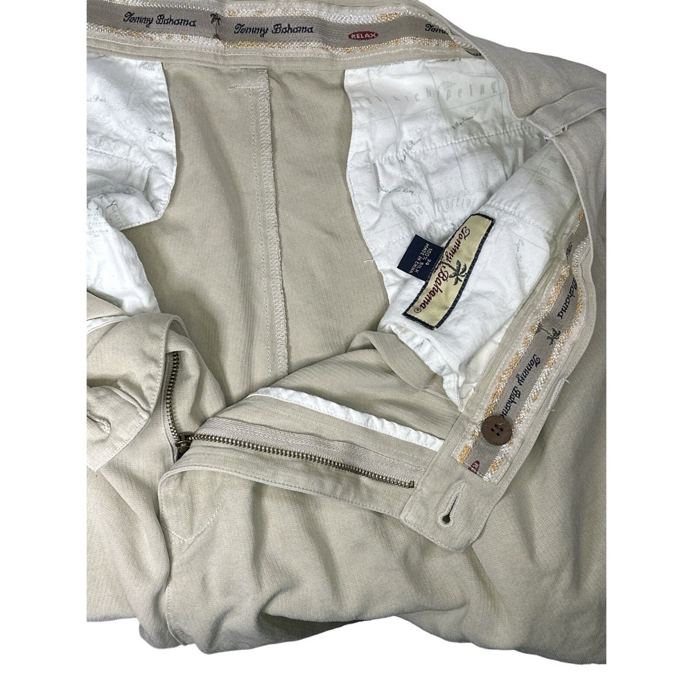 Tommy Bahama Men's 100% Silk Beige Pleated Shorts Size 34 Machine Washable*STAIN - Picture 4 of 13